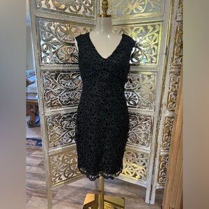 NWT Lauren black/silver lace dress, size 8